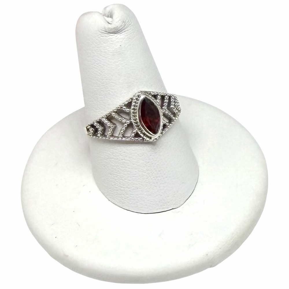 Hessonite Garnet Ring Size 8 Solid 925 Sterling S… - image 2